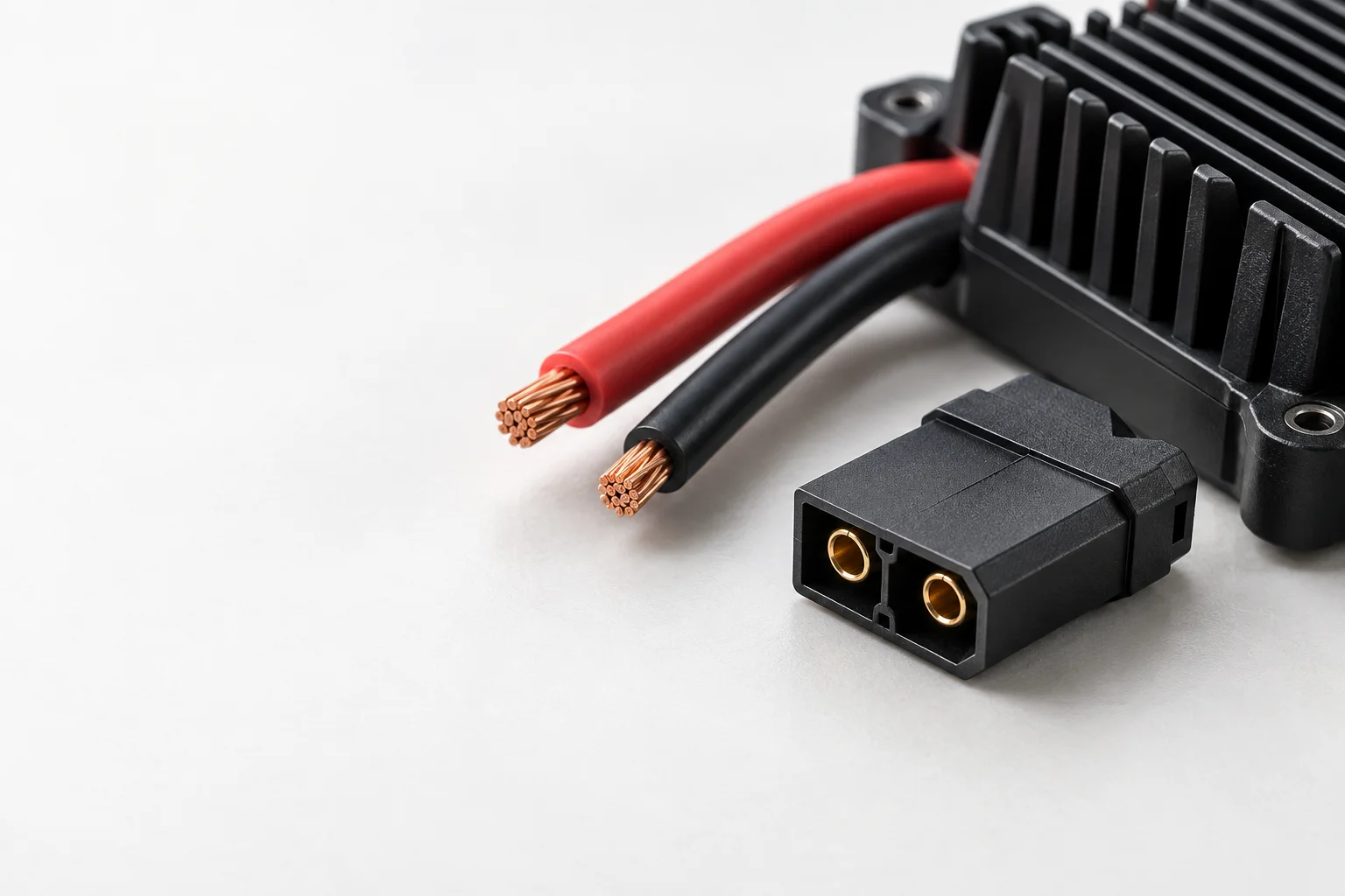 Illustrative low-voltage power leads and connector